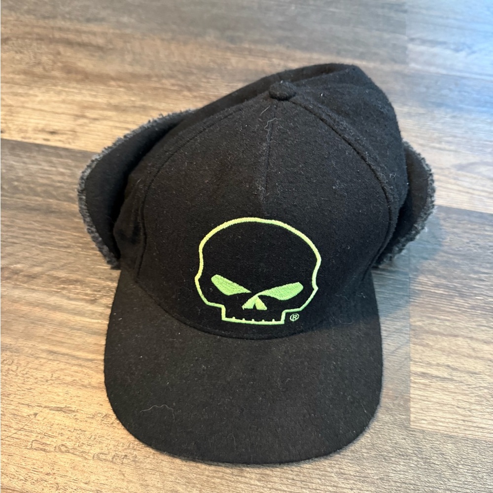 Harley-Davidson Black Cap with Neon Green Skull